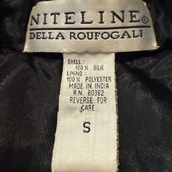 Vintage Niteline Della Roufogali Black Silk Beaded Evening Jacket Size S - Picture 15 of 16